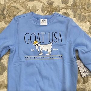 GOAT USA Kids Blue Sweatshirt with embroidered logo on sleeve